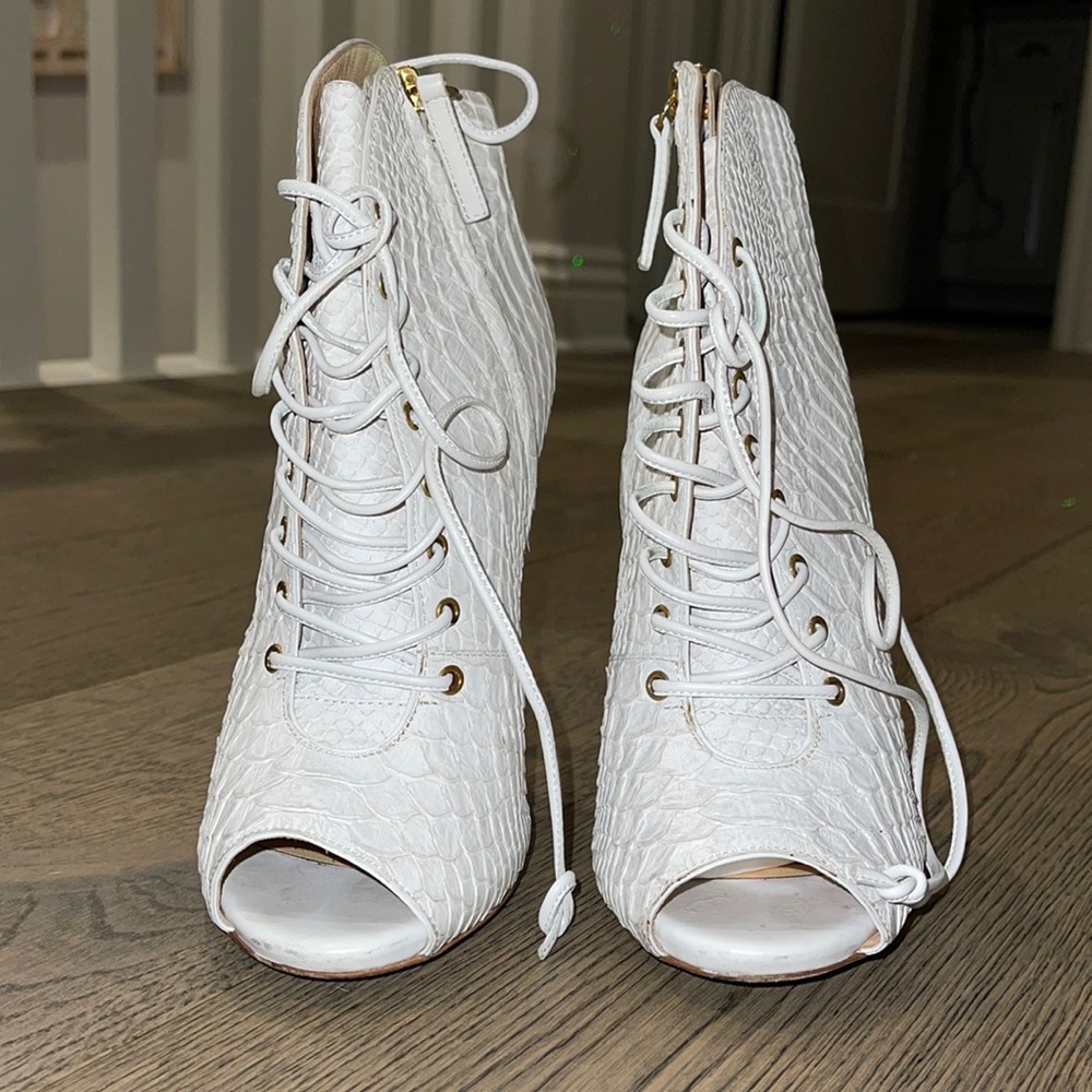 Giuseppe Zanotti White Python Heel Boots